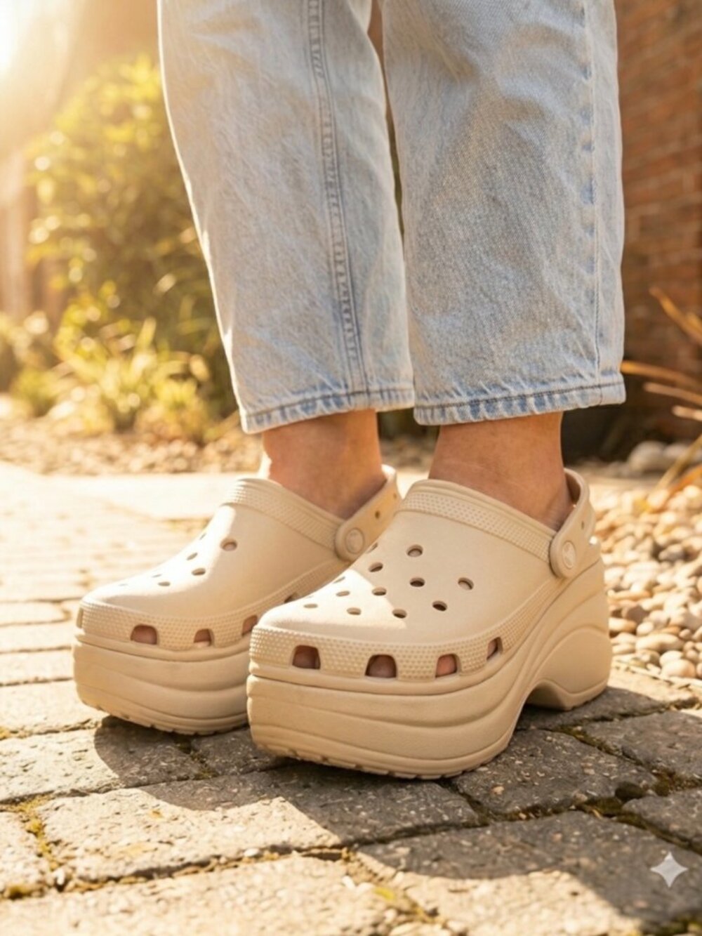 Crocs Siren Clog Women's 11 Bone Cream Comfort Platform Heel New